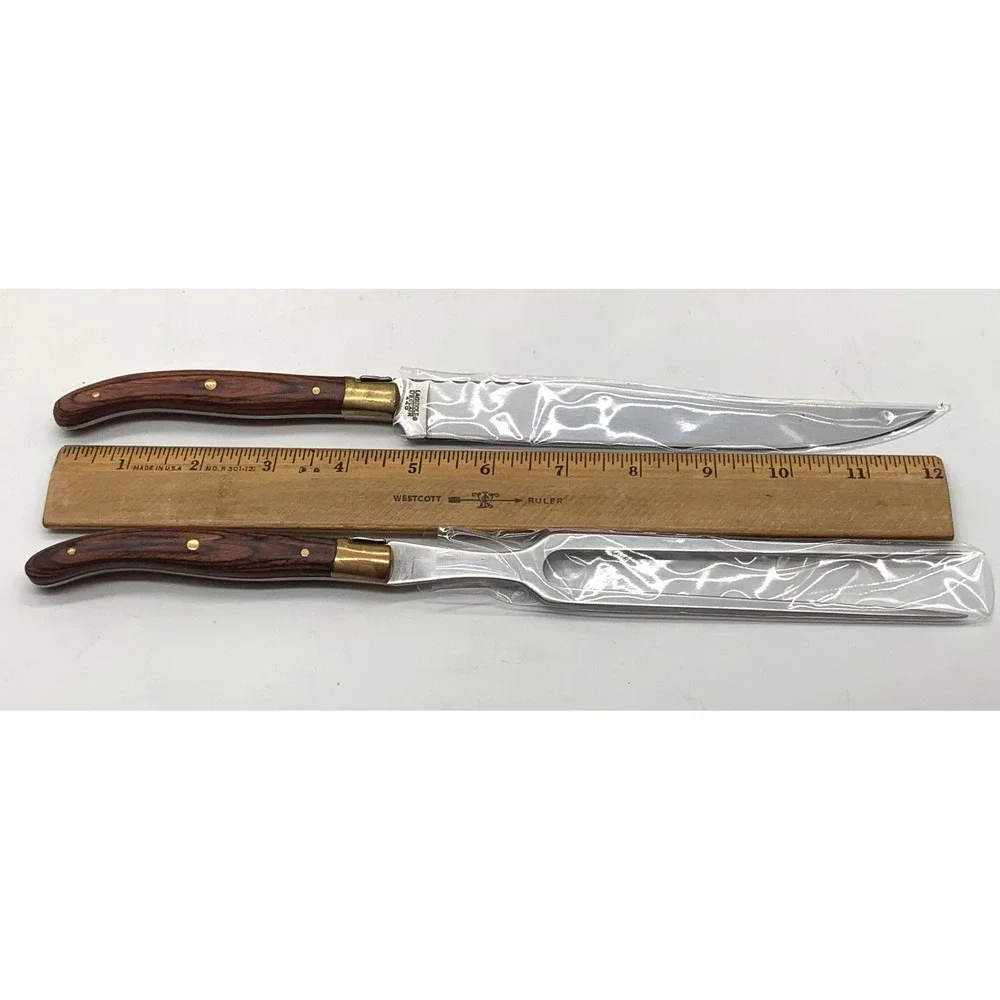 Laguiole Carving Set Unisex OS Brown Wood‎ Handle 440 Stainless Steel Boxed